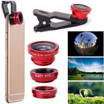 Universal 3 in 1 Mobile Phone Camera Lens Fish eye Wide Angle Macro Clip Kit Set