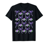 Purple Ribbons and Bows Watercolor Violet Hibiscus Flower T-Shirt