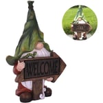 Einemgeld - Muse Figurine de jardin en résine – Tomte Gnome de Noël avec longue barbe portant des cerceaux avec lumières led Décoration extérieure