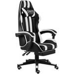 Fauteuil de jeux vidéo et repose-pied Noir et blanc Similicuir vidaXL