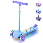 TONBUX 3 Wheel Tri Scooter, Easy Folding System, Height Adjustable Handlebars, Tilt To Turn Steering, Kids Aged 3+ Years (Blue)