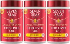360 x Seven Seas Cod Liver & Omega-3 Fish Oil Plus Capsules, One a Day Vitamin D