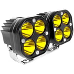 Les dosettes LED jaunes s'allument 3 pouces 40W LED pour la conduite hors route, 12V 24V, barre lumineuse Spot Cube pour camionnettes 4 roues motrices, bateau (paquet de 2)