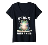 Womens Carnival Costume SEAL IT WITH A KISS Frog King V-Neck T-Shirt