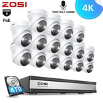 ZOSI 16CH POE CCTV SYSTEM IP UHD 8MP NVR 24/7 RECORD COLORVU CAMERA KIT OUTDOOR