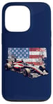 iPhone 13 Pro Vintage Auto Racing Car American Flag 4th of July, Auto Race Case