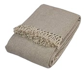 About Home Honey Comb 2 Tone Cotton Throw, Natural/Beige, King