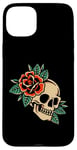 Coque pour iPhone 15 Plus Tatouage esthétique rose rouge fleur pour enfants homme femme