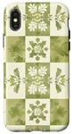 Coque pour iPhone X/XS Jaune Art Déco Floral & Vert Sauge Blanc Vintage