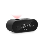 SPC Frodi Max Radio-réveil Compact avec projecteur d'heure réglable, Grand Bouton Snooze/Sleep, Double Alarme, écran XL, Grand Nombre, Pile de réserve