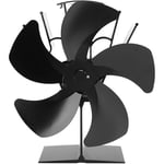 Eosnow - Ventilateur de poêle à chaleur à 5 pales, ventilateur thermique auto-générant pour poêle à bois, cheminée, noir