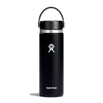 HYDRO FLASK - Water Bottle 591 ml (20 oz) - Vacuum Insulated Stainless Steel Water Bottle with Leak Proof Flex Cap and Powder Coat - BPA-Free - Wide Mouth - Black