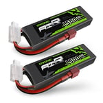 OVONIC 2s Lipo Batterie 7.4V 50C 1500mAh avec Connecteur Deans pour RC Avion Hélicoptère Voiture Camion Truggy RC DIY Hobby (2pcs)