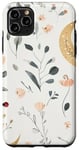 iPhone 11 Pro Max Whimsical Boho Watercolor Wildflowers Moon Insects Design Case