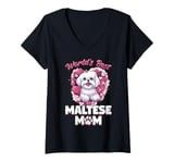 Womens Maltese Dog Breed Pet World's Best Maltese Mom V-Neck T-Shirt