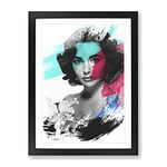 Elizabeth Taylor No.1 V2 Modern Framed Wall Art Print, Ready to Hang Picture for Living Room Bedroom Home Office Décor, Black A2 (64 x 46 cm)