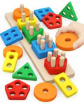 Joozmui Jouets Puzzle en Bois Montessori 1 2 3 Ans, Jouets d'Activité et de Développement en Bois Montessori pour Enfants 1 an (A)