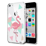 Evetane Coque Compatible avec iPhone 5C Souple Silicone Solide Ultra Resistant Fine Protection Housse Etui Transparente Flamant Rose Graphique Motif Tendance