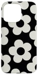 iPhone 15 Pro Max Cute Black White Aesthetic Flowers Floral Retro Daisy Women Case