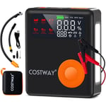 Costway - Démarreur de Batterie Voiture 12V 2000A avec Gonfleur de Pneus 150 psi, avec Compresseur d'air pour Moteurs Essence Jusqu'à 8L & Diesel