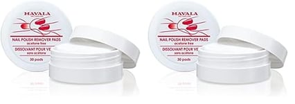 Mavala - Boîte de 30 Disques Dissolvants Sans Acétone - Enlève Rapidement et Facilement le Vernis à Ongles - Tout Type d'Ongle Même Fragile - Format Pratique (Lot de 2)