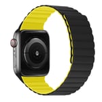 (38mm-40mm-41mm musta keltainen)Magneettinen silikoniranneke Apple Watch Ranneke 44mm 40mm Series 7 6 5 4 Se Vaihtoranneke Ranneke Iwatchiin 3 2 42mm 38mm - Kellon rannekkeet