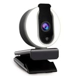 1080P Webcam with Ring Light, Privacy Cover and Dual Microphone, Advanced Auto-Focus, Adjustable Brightness, 2021 NexiGo Streaming Web Camera for Zoom Skype Facetime, PC Mac Laptop Desktop