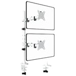 WORLDLIFT Dual Monitor Stand- Vertical Stack Monitor Desk Mount for Two Screens Up to 32 Inch Height Adjustable Screen Supports with Swivel, Tilt, Rotation, C-Clamp and Grommet Bases