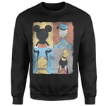 Donald Duck Mickey Mouse Pluto Goofy Tiles Sweatshirt - Black - XS - Noir