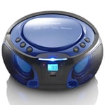 Lenco SCD-550BU bærbar FM-radio CD / MP3 / USB / Bluetooth-afspiller® med LED-belysning blå