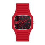 Diesel Montre pour homme Cliffhanger 2.0, mouvement à quartz trois aiguilles, boîtier mixte rouge de 45 mm avec bracelet en silicone, DZ2165