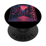 Cyberpunk - Street Art japonais - Nuit numérique - Style japonais PopSockets PopGrip Interchangeable