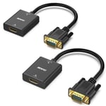 Lot De 2 Adaptateurs Hdmi Vers Vga, Entrée Hdmi Femelle Vers Sortie Vga Mâle Avec Prise Audio De 3,5 Mm, Compatible Avec Clé Tv, Ordinateur, Ordinateur Portable, Etc[VID063964]