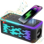 Enceinte Bluetooth Lumineuse Avec Chargeur Rapide Sans Fil Haut-Parleur Bluetooth Portable Sans Fil Avec Son Surround 360° Et Basses Améliorées Avec Lecture Sur Carte Tf [Q71]