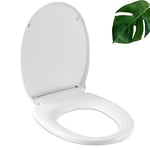 Uten Abattant WC, Cuvette Toilette avec Frein de Chute, Abattant WC Antibactérien à Fermeture Rapide, Facile à Installer et à Nettoyer, Santé et Confort, Blanc