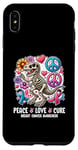 Coque pour iPhone XS Max Peace Love Cure T-Rex Dinosaure Sensibilisation au cancer du sein