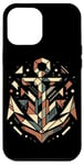 Coque pour iPhone 15 Pro Max Symbole de la mer ancre cool dans le style art cubisme Noël