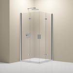 Cabine de douche d'angle verre 8mm Cabine de douche intégrale Parre douche 2 portes pliantes angle, NT213, 90x100x195cm, Chrome