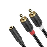 J&D 3.5 mm to RCA Stereo Audio Cable, RCA Cable Gold Plated Audiowave Series RCA Male to 3.5mm Female Stereo Audio Adapter Y Splitter Cable for Smartphones, Tablets, Home Theater, 0.9 Meter