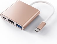 Adaptateur Usb C Vers Hdmi,3 En 1,Usb C,Hdmi,Avec 4 K @ 30 Hz Et Usb 3.0,Prend En Charge La Charge Rapide De 100 W,Hub Usb C Compatible Avec Macbook Pro/Air,Samsung,Huawei,Surface