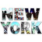 Ag Art - Sticker New York lettres avec vue manhattan - 1 planche 42,5 x 65 cm