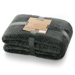 DecoKing Couette en Microfibre Couverture Polaire Plaid Couvre-lit Polaire Doux de Style scandinave Henry, Microfibre Graphite 220x240 cm