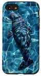 Coque pour iPhone SE (2020) / 7 / 8 Save The Manatee Crystal River FL Bleu abstrait rayé