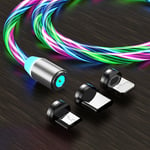 Coloré pour l'iphone 1m Câble USB Micro et magnétique de type C Avec Led éclairage