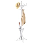 Giantex Portemanteaux pour Entrée,Hauteur 184 cm, Perroquet Porte Manteau avec 12 Crochets & Porte-Parapluies, Portant à vêtements sur Pied en Forme d'arbre, pour Entrée,Couloir (Blanc)