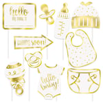 Baby Shower Foto Props Ljus Metallic Guld