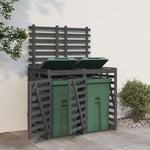 Maisonchic - Cache-poubelle de jardin Abri pour poubelle double sur roulettes, gris bois massif de pin, ASAF92570