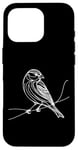 Coque pour iPhone 16 Pro Line Art Oiseau et Ornithologue Pin Siskin