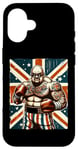 Coque pour iPhone 16 Boxe Britannique Union Jack Drapeau Boxeur