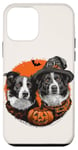 iPhone 12 mini Halloween Border Collie Dogs Cute Witch Dog Pumpkin Bat Case